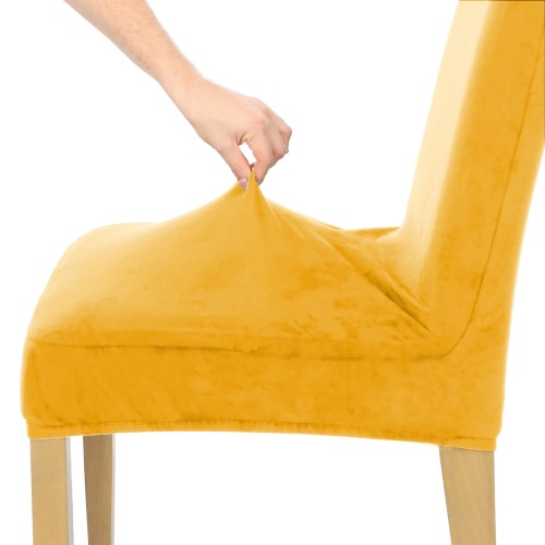 Pokrowiec na krzesło uniwersalny WELUR Musztardowy