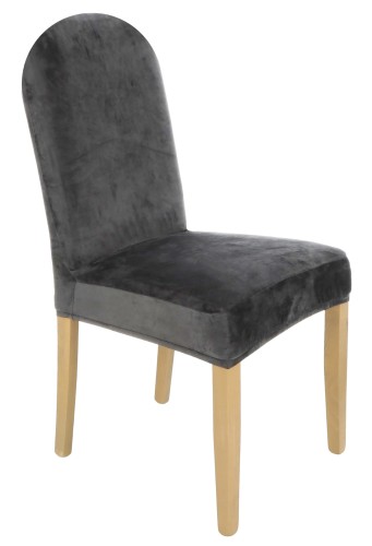 Pokrowiec na krzesło okrągłe oparcie WELUR Szary