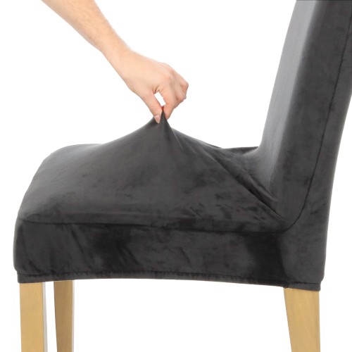 Pokrowiec na krzesło okrągłe oparcie WELUR Szary