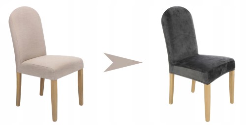 Pokrowiec na krzesło okrągłe oparcie WELUR Szary