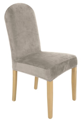 Pokrowiec na krzesło okrągłe oparcie WELUR Chłodny Beż