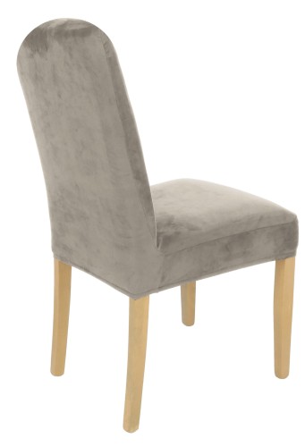 Pokrowiec na krzesło okrągłe oparcie WELUR Chłodny Beż