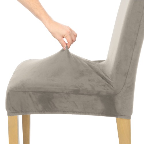 Pokrowiec na krzesło okrągłe oparcie WELUR Chłodny Beż