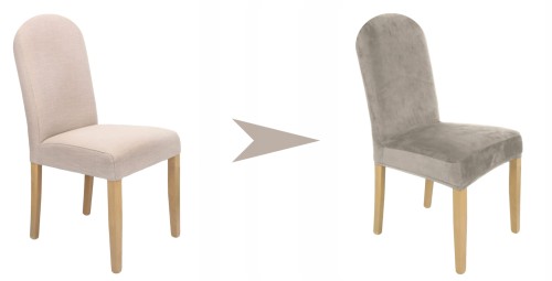 Pokrowiec na krzesło okrągłe oparcie WELUR Chłodny Beż