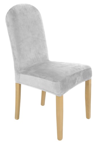 Pokrowiec na krzesło okrągłe oparcie WELUR Jasny Szary