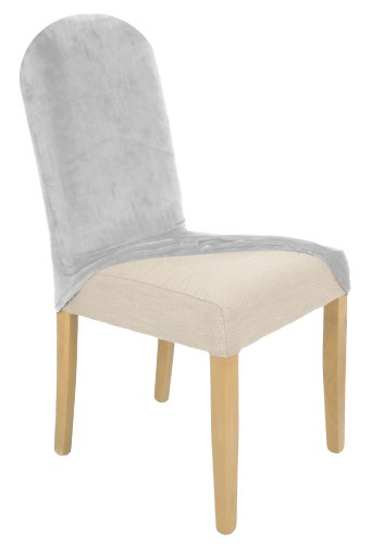 Pokrowiec na krzesło okrągłe oparcie WELUR Jasny Szary