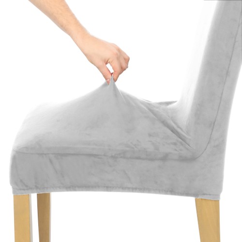 Pokrowiec na krzesło okrągłe oparcie WELUR Jasny Szary