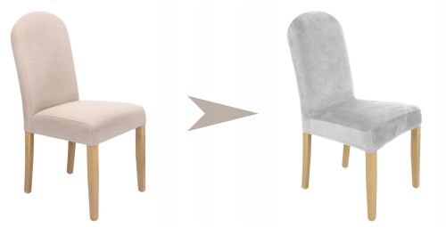 Pokrowiec na krzesło okrągłe oparcie WELUR Jasny Szary