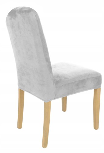 Pokrowiec na krzesło okrągłe oparcie WELUR Jasny Szary