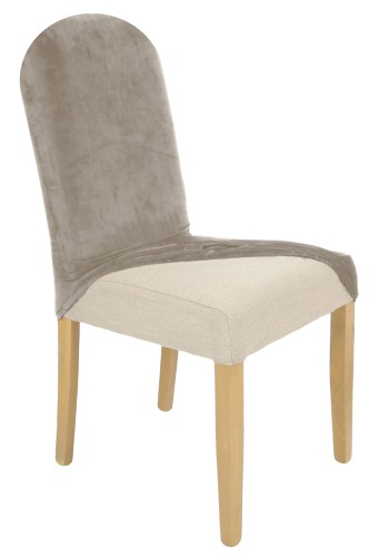 Pokrowiec na krzesło okrągłe oparcie WELUR Chłodny Beż