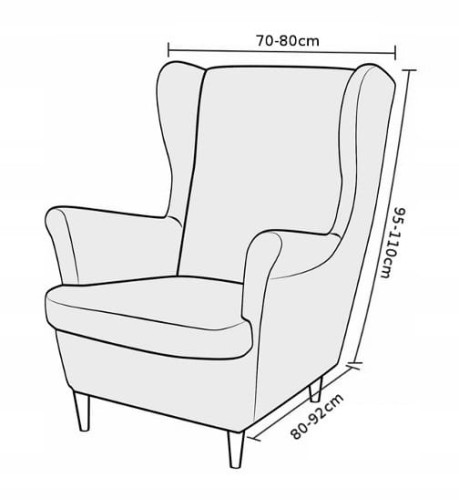 Pokrowiec na fotel USZAK GŁADKI Mandala - wymiary