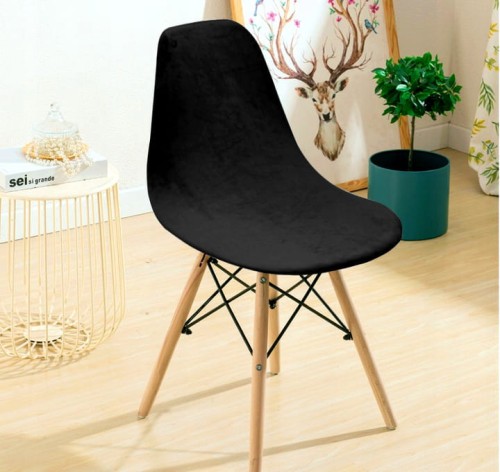 Pokrowiec na krzesło skandynawskie WELUR Czarny