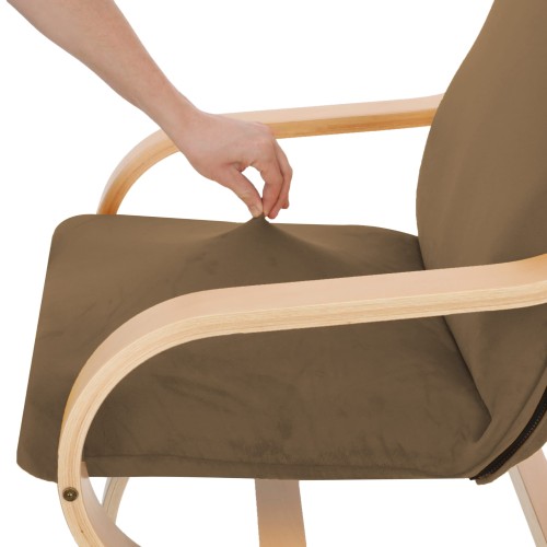 Pokrowiec na fotel FINKA WELUR Kakaowy Brąz