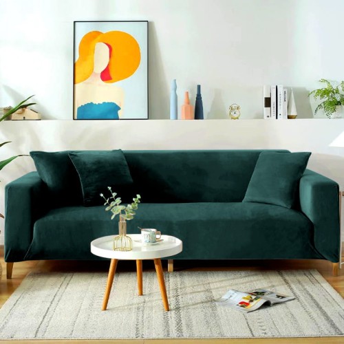 Pokrowiec na kanapę WELUR Butelkowa Zieleń 4 osobowy