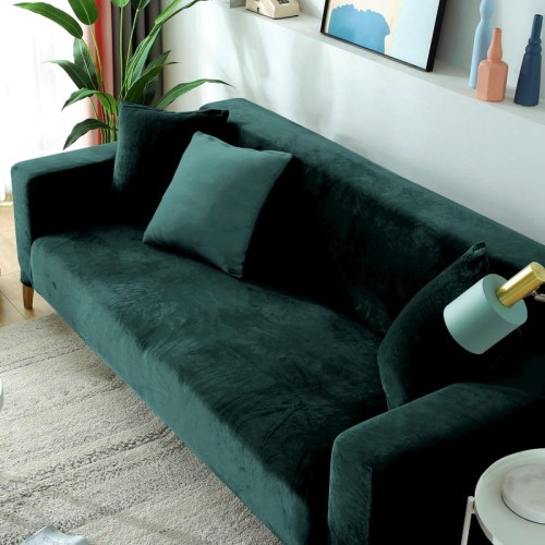 Pokrowiec na kanapę WELUR Butelkowa Zieleń 4 osobowy