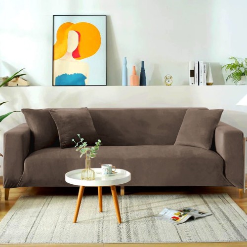 Pokrowiec na kanapę WELUR Kakaowy Brąz 4 osobowy