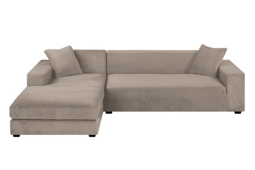 Pokrowiec na narożnik kanapę WELUR Cappuccino 235-300 cm