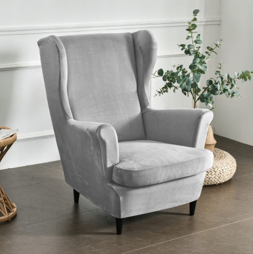 Pokrowiec na fotel USZAK WELUR Jasny Szary