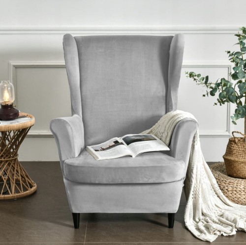 Pokrowiec na fotel USZAK WELUR Jasny Szary