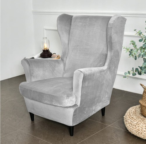 Pokrowiec na fotel USZAK WELUR Jasny Szary