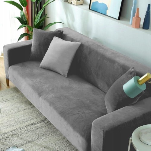 Pokrowiec na kanapę WELUR Jasny Szary 3 osobowy