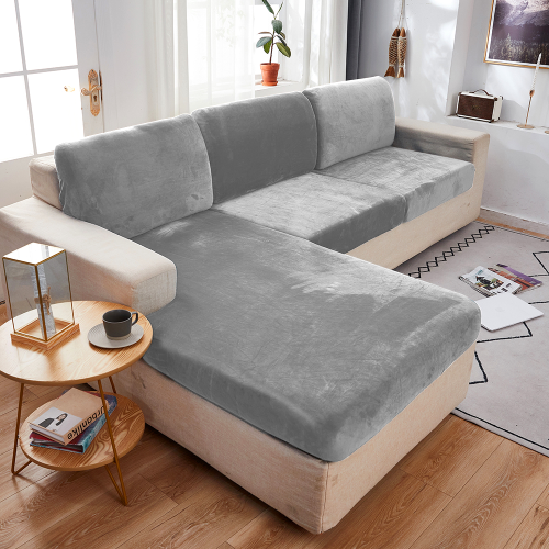 Pokrowiec na kanapę siedzisko WELUR Jasny Szary 95-135 cm