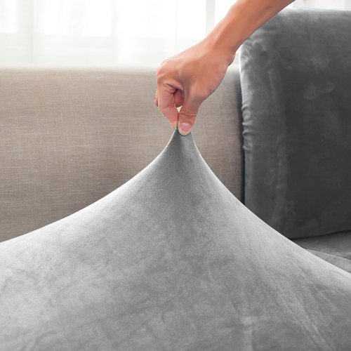 Pokrowiec na kanapę siedzisko WELUR Jasny Szary 135-165 cm