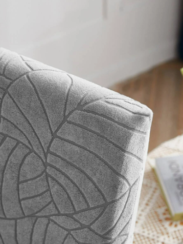 Pokrowiec an krzesło uniwersalny ŻAKARD Szary Liście