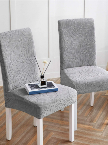 Pokrowiec an krzesło uniwersalny ŻAKARD Szary Liście