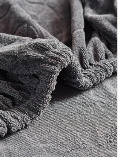 Pokrowiec na krzesło uniwersalny ŻAKARD Ciemny Szary Liście