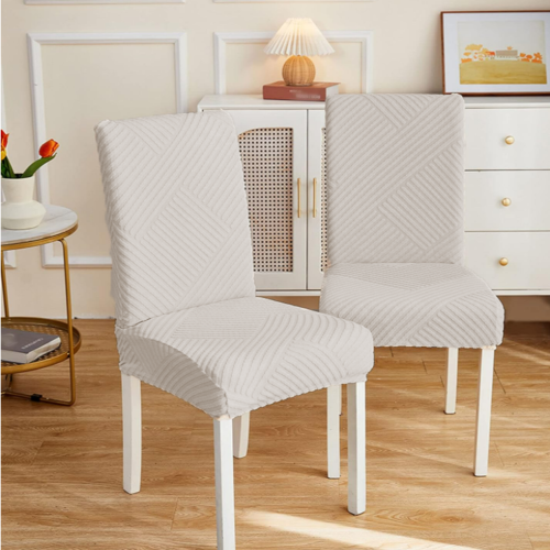 Pokrowiec na krzesło uniwersalny ŻAKARD Jasny Szary w Prążki