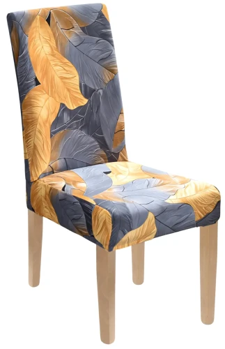 Pokrowiec na krzesło uniwersalny GŁADKI Liście Wzory