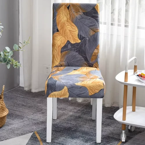 Pokrowiec na krzesło uniwersalny GŁADKI Liście Wzory
