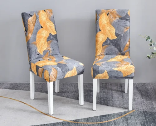 Pokrowiec na krzesło uniwersalny GŁADKI Liście Wzory