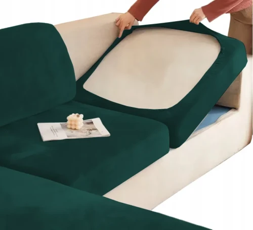 POKROWIEC NA KANAPĘ SIEDZISKO ZIELEŃ BUTELKOWA WELUR 165-200