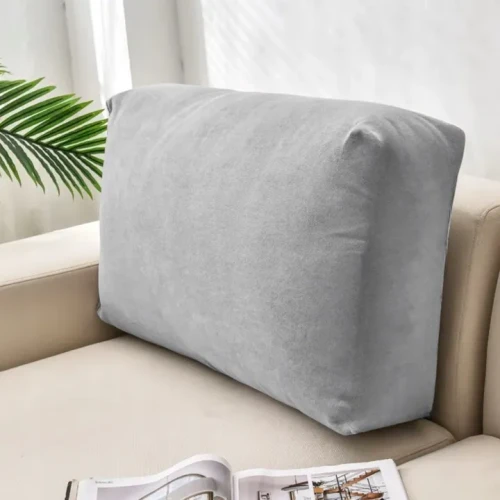 POKROWIEC NA PODUSZKĘ OPARCIE KANAPY 40-80 JASNY SZARY WELUR ELASTYCZNY