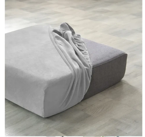 POKROWIEC NA PODUSZKĘ OPARCIE KANAPY 40-80 JASNY SZARY WELUR ELASTYCZNY