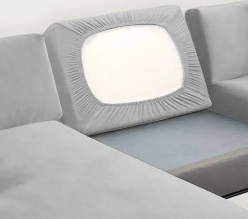 POKROWIEC NA PODUSZKĘ OPARCIE KANAPY 40-80 JASNY SZARY WELUR ELASTYCZNY
