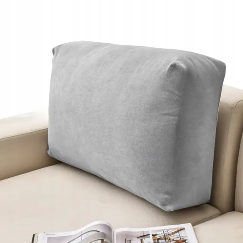 POKROWIEC NA PODUSZKĘ OPARCIE KANAPY 40-80 JASNY SZARY WELUR ELASTYCZNY