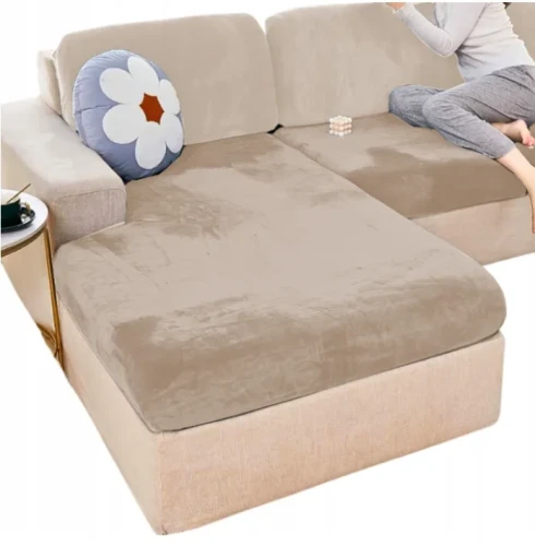 POKROWIEC NA KANAPĘ SIEDZISKO BEŻ CAPPUCCINO WELUR 95-135