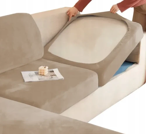 POKROWIEC NA KANAPĘ SIEDZISKO BEŻ CAPPUCCINO WELUR 95-135