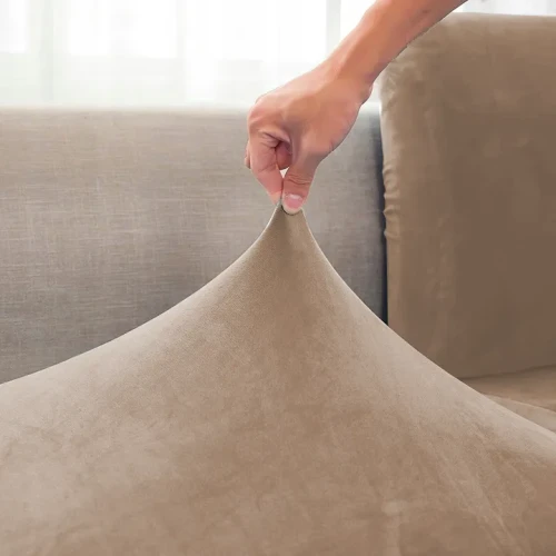 POKROWIEC NA KANAPĘ SIEDZISKO BEŻ CAPPUCCINO WELUR 165-200