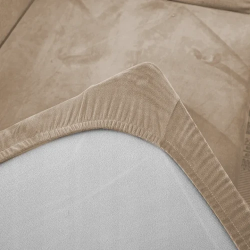 POKROWIEC NA KANAPĘ SIEDZISKO BEŻ CAPPUCCINO WELUR ELASTYCZNY 90-110